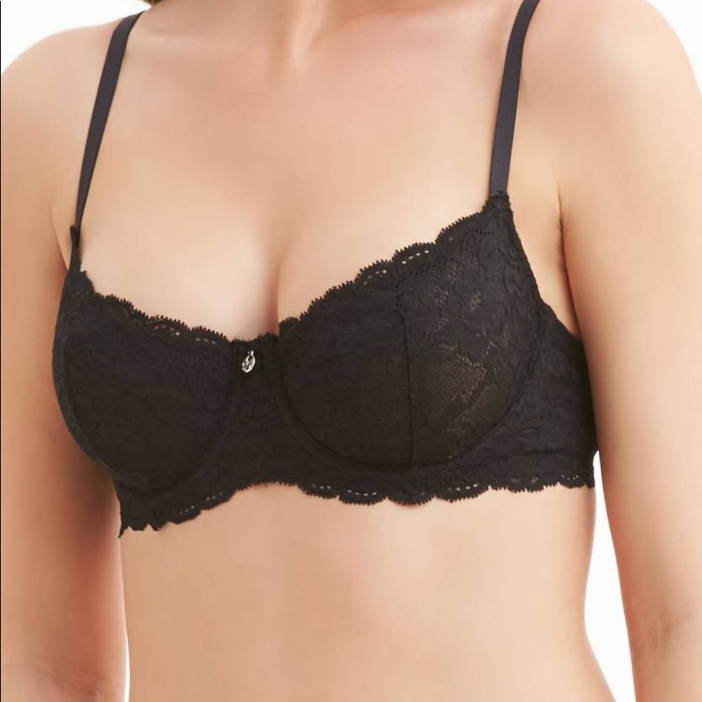 Montelle unlined black lace bra, 32E